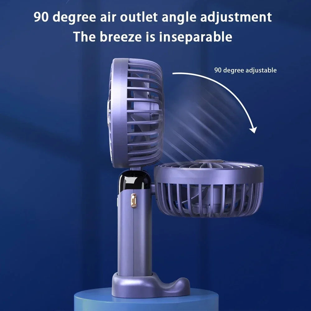 Rechargeable LED Neck Fan with 5 Speed Settings – Portable Handheld & Table Fan, Quiet & Adjustable