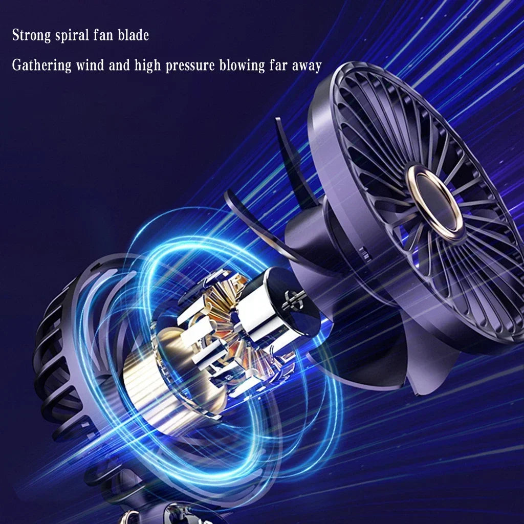 Rechargeable LED Neck Fan with 5 Speed Settings – Portable Handheld & Table Fan, Quiet & Adjustable