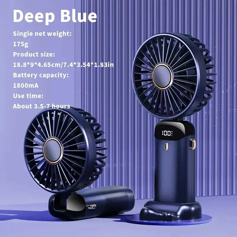 Rechargeable LED Neck Fan with 5 Speed Settings – Portable Handheld & Table Fan, Quiet & Adjustable