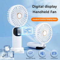 Rechargeable LED Neck Fan with 5 Speed Settings – Portable Handheld & Table Fan, Quiet & Adjustable