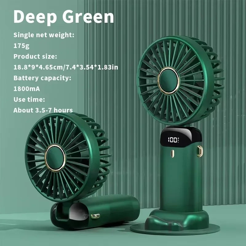 Rechargeable LED Neck Fan with 5 Speed Settings – Portable Handheld & Table Fan, Quiet & Adjustable