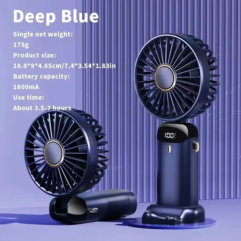 Rechargeable LED Neck Fan with 5 Speed Settings – Portable Handheld & Table Fan, Quiet & Adjustable