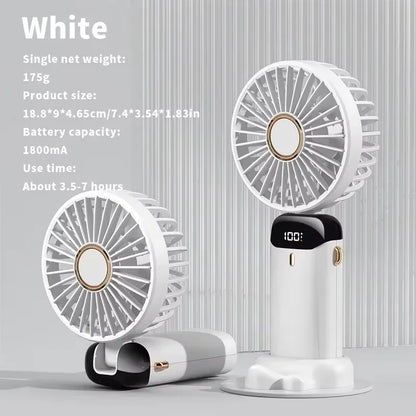 Rechargeable LED Neck Fan with 5 Speed Settings – Portable Handheld & Table Fan, Quiet & Adjustable