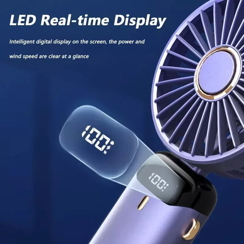 Rechargeable LED Neck Fan with 5 Speed Settings – Portable Handheld & Table Fan, Quiet & Adjustable