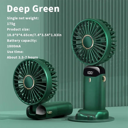 Rechargeable LED Neck Fan with 5 Speed Settings – Portable Handheld & Table Fan, Quiet & Adjustable