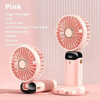 Rechargeable LED Neck Fan with 5 Speed Settings – Portable Handheld & Table Fan, Quiet & Adjustable