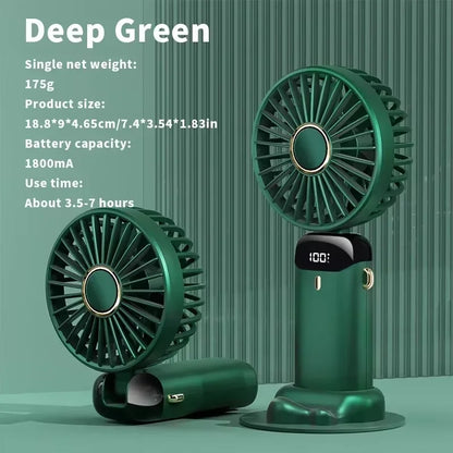 Rechargeable LED Neck Fan with 5 Speed Settings – Portable Handheld & Table Fan, Quiet & Adjustable